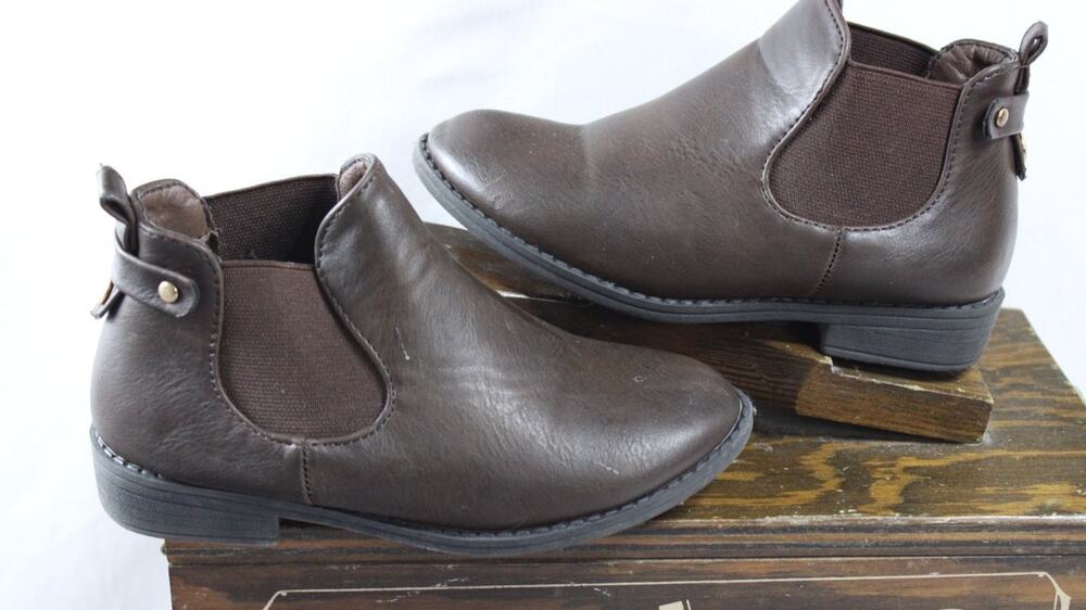 Lucky Top girls chelsea boots US 10 Brown low block heel rear pull tabs Tab